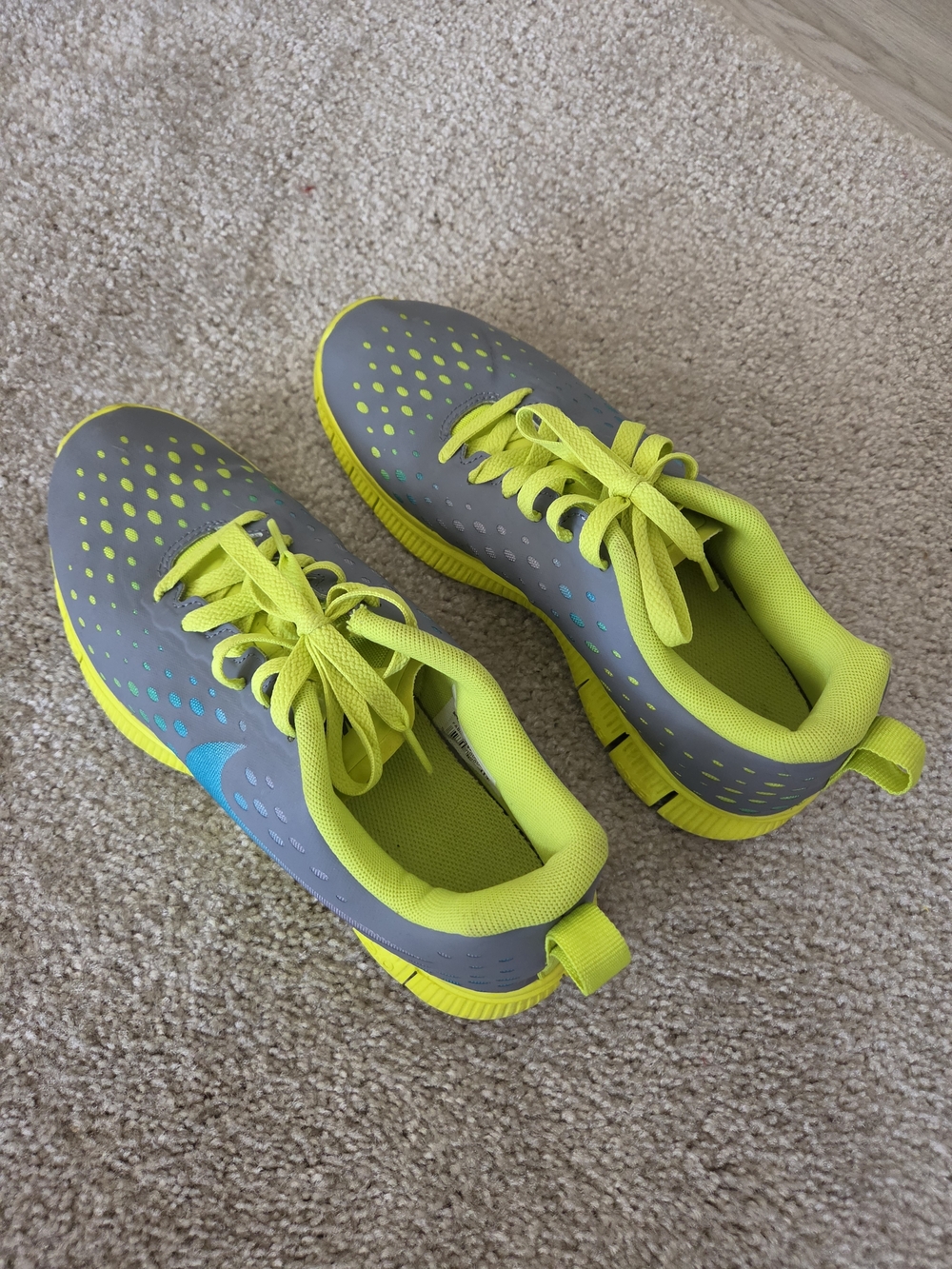 Nike Gray and Neon Yellow Lightweight Sneakers